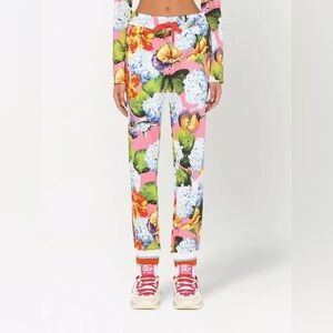 Dolce & Gabbana Hydrangea Floral High-Rise Drawstring Jogger Pants Sz 40 Medium